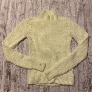 Off White Fuzzy Turtleneck Sweater